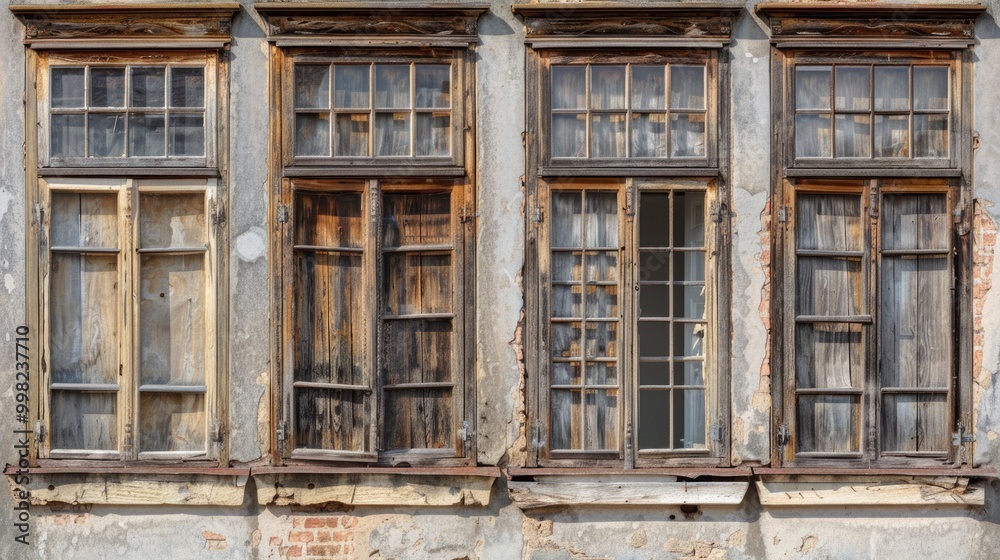 Poster an old building with many windows