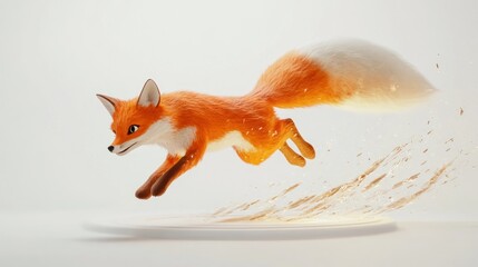 A Red Fox Leaping Through the Air, Leaving a Trail of Sparkling Dust