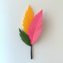Fototapeta premium Colorful paper leaves in vibrant shades displayed creatively in a minimalist setting
