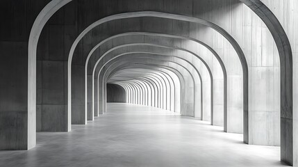 Obraz premium Minimalist concrete arches creating a serene corridor.