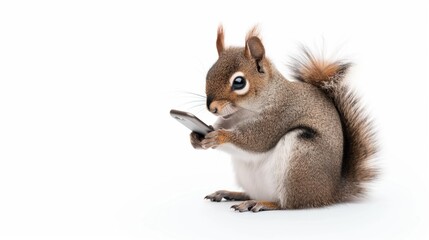 Obraz premium Happy Squirrel with Smartphone