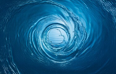 A swirling vortex of blue water creates a mesmerizing pattern.