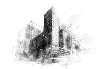 Black and white photo of a tall building's silhouette against the sky