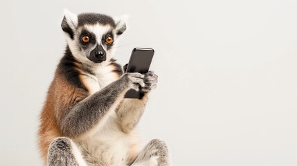 Happy Lemur with Smartphone