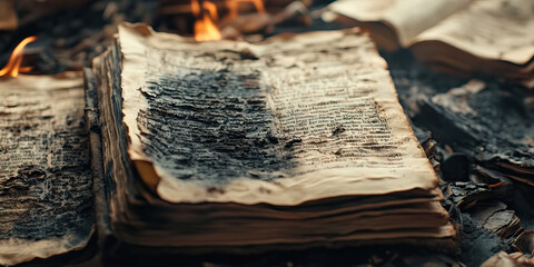 Erased History: Burned books, deleted files, forgotten memories.