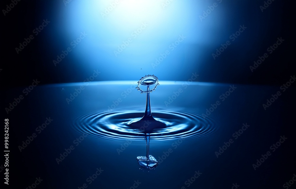 Aufkleber a single drop of water creates a crown-like splash as it falls into a still body of water.