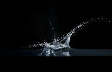 Obraz premium Water splash against a dark background.