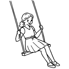 girl on a swing sketch drawing