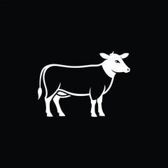  Hereford cattle vector silhouette logo design isolated on black background 