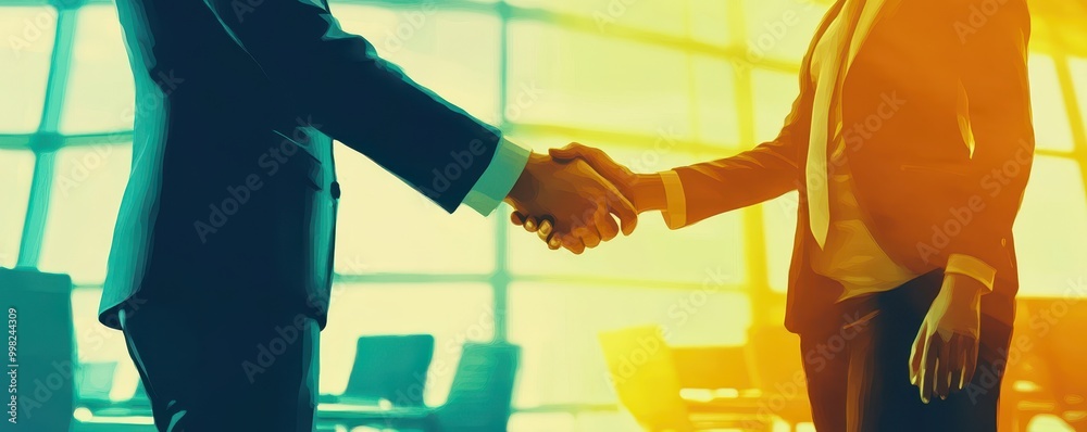 Wall mural attractive businessman handshake for teamwork of business merger and acquisition,successful negotiat