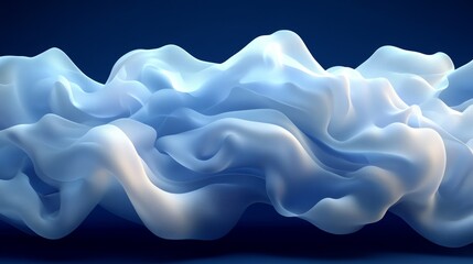 Fototapeta premium Abstract wavy shapes in soft blue tones, creating a fluid and dreamy atmosphere for artistic or design projects.