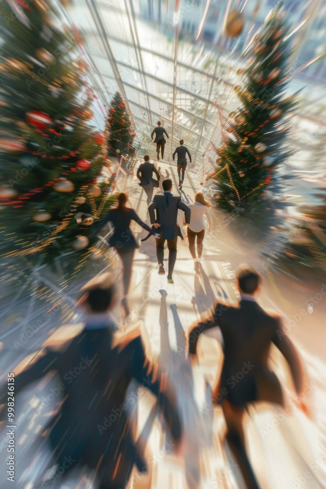 Poster a blurred image of a group of professionals gathered around a table, likely discussing a project or 