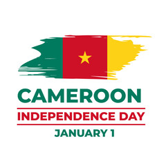 Cameroon Independence Day typography poster. Cameroonian holiday on January 1. Vector template for banner, flyer, sticker, greeting card, postcard, etc.