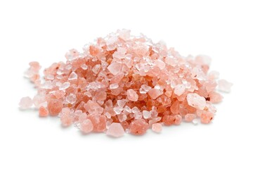 A collection of pink crystals arranged neatly on a white surface, perfect for decorative or scientific use