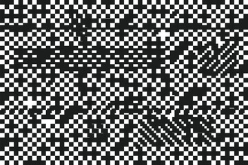 Weird Checkered Pixels Glitch Effect Abstract Background.  Glitch Checkered Pixels Pattern.  Glitch datamoshing camera effect. Retro VHS background like in old video tape rewind or no signal TV screen