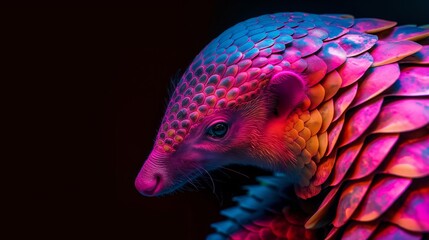 Obraz premium Vivid Pangolin Portrait in Neon