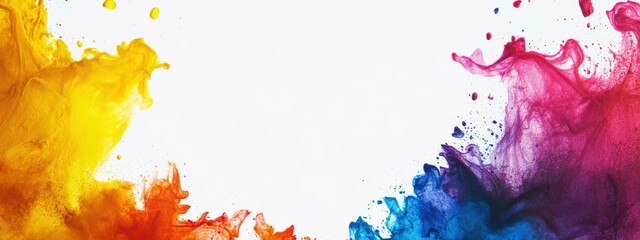 A colorful whiteboard with a blank center.