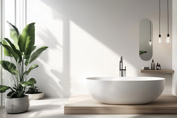 Fototapeta premium Elegant minimalistic interior design mockup