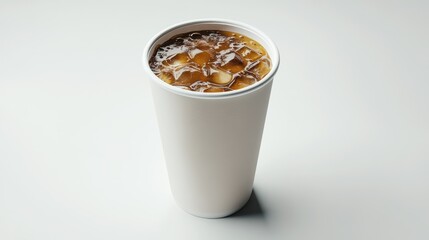 White Paper Cup Filled with Iced Coffee