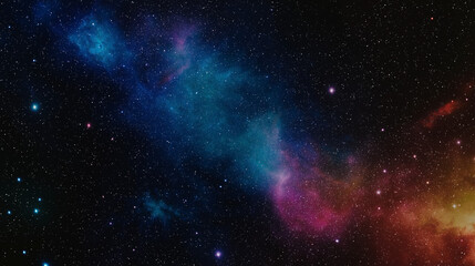 Naklejka premium Deep Space Nebula with Colorful Stars and Galaxies 