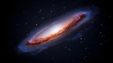 Obraz premium Spiral Galaxy with Bright Core and Dusty Rings in Space 