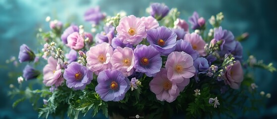 A Vibrant Arrangement of Purple Flowers in Full Bloom Showcasing Nature's Beauty and Elegance