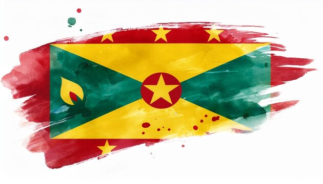 水彩画のグレナダの国旗(Watercolor Grenada flag.)
