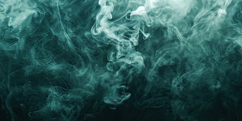 Obraz premium Oil paint strokes on wide canvas, mist smoke textured green background decorating art painting illustration, generated ai 