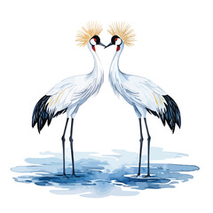 Obraz premium Crane birds vector Japanese style vector watercolor art isolated on white background