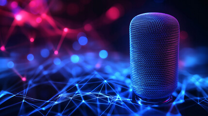 AI-enhanced voice recognition systems enabling seamless human-computer interaction, revolutionizing communication through advanced natural language processing. The scene illustrates a person speaking 