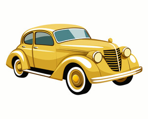 Vintage retro gold car vector illustration on a white background