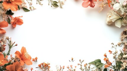 Fototapeta premium A blank space in an artistic display with flowers around.