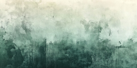 Fototapeta premium Oil paint strokes on wide canvas, mist smoke textured green background decorating art painting illustration, generated ai 