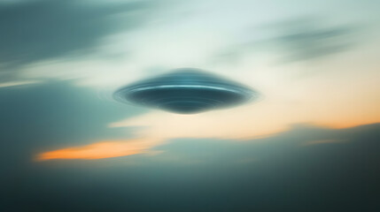 Mysterious Sky Encounter, an intriguing glimpse of an unidentified flying object amidst a vast, cloudy blue sky, evoking curiosity and wonder.