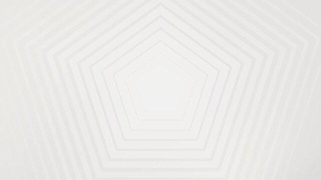 White concentric pentagons forming a tunnel like effect, creating an optical illusion of depth and perspective. Perfect for digital backgrounds and 3D visual effects.
