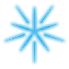 Glowing blue multi-pointed decorative star. Modern, trendy decoration.