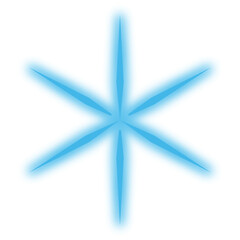Glowing blue multi-pointed decorative star. Modern, trendy decoration.