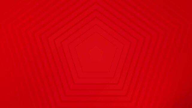 Red concentric pentagons forming a tunnel like effect, creating an optical illusion of depth and perspective. Perfect for digital backgrounds and 3D visual effects.