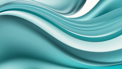 Obraz premium A fluid wave pattern background with smooth curves and flowing motion in teal, aquamarine, and blue, creating a calming and dynamic effect.