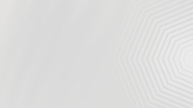 White concentric hexagons shrinking towards the center, creating a tunnel like effect with depth illusion. Monochromatic tones enhance the 3D visual perception.