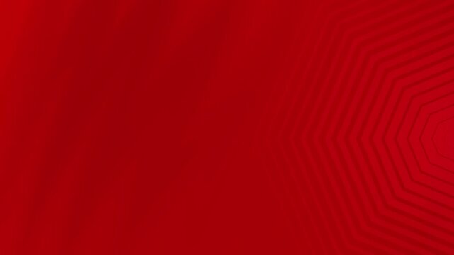 Red concentric hexagons shrinking towards the center, creating a tunnel like effect with depth illusion. Monochromatic tones enhance the 3D visual perception.