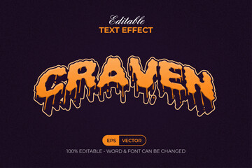 Craven Text Effect Melted Halloween Style. Editable Text Effect.