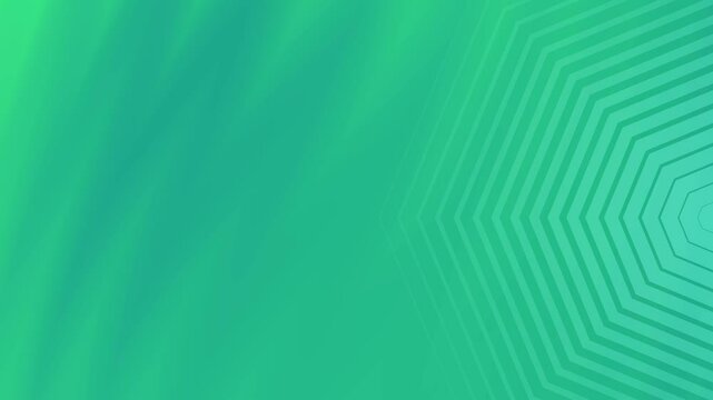Green concentric hexagons shrinking towards the center, creating a tunnel like effect with depth illusion. Monochromatic tones enhance the 3D visual perception.