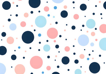 Abstract Polka Dot Pattern with Pink, Blue, and Navy Circles on a White Background design
