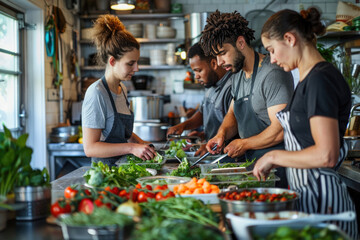 Women Preparing Healthy Meals in a Modern Kitchen