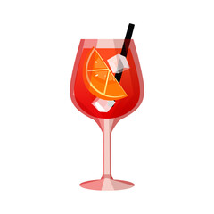 Classic Aperol Spritz cocktail.Summer alcoholic refreshing drink with orange and ice in a tall glass.	

