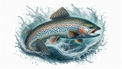 Fototapeta premium trout on white background