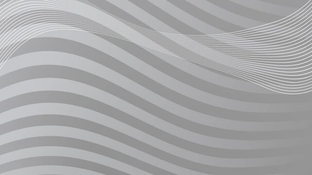 Grey background with smooth wave lines forming a sinusoidal pattern. The high contrast between the lines and background creates a rhythmic motion, ideal for modern visuals.