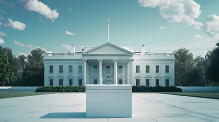 Obraz premium vote box in front of white house, American Election, Vote in America, Generative Ai