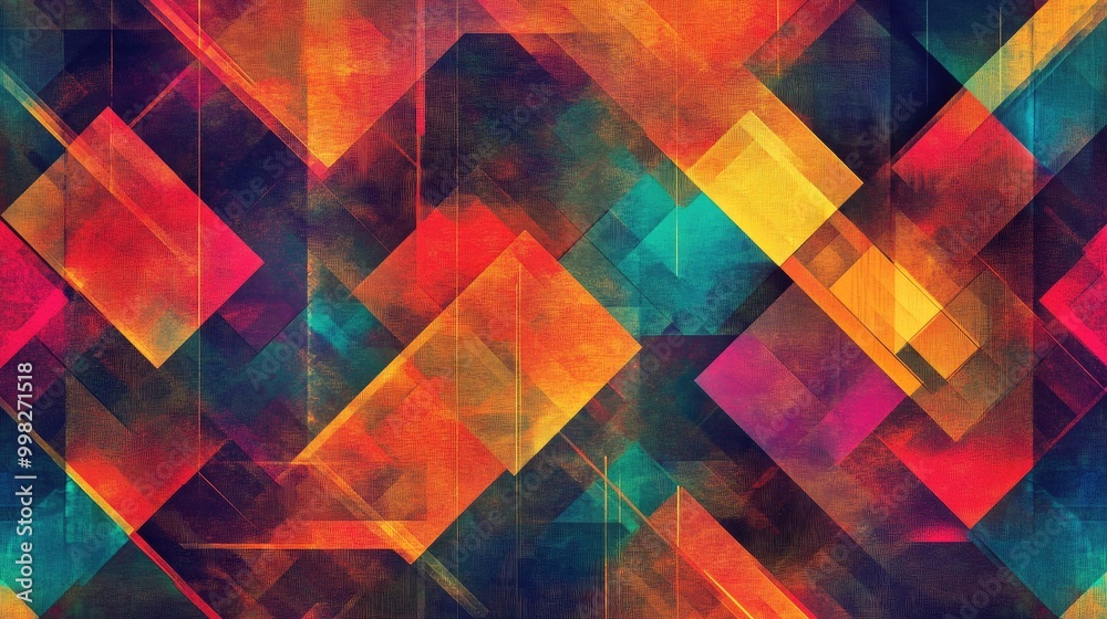 Fototapete An intricate geometric abstract pattern with sharp angles and lines in contrasting colors, adding depth and a contemporary touch to any digital project.